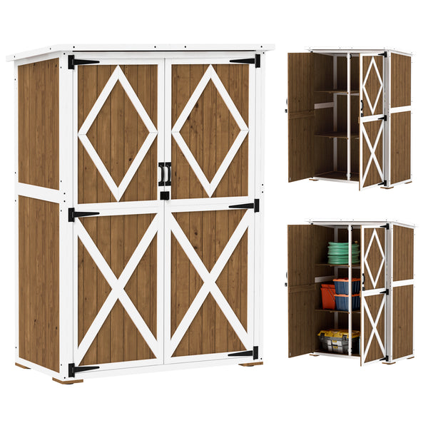 Armadio da Giardino 116,5x57x159-167 cm Tetto in Bitume in Legno di Abete Marrone e Bianco sconto