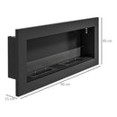 Camino a Bioetanolo da Incasso 90x15x40 cm 2 Bruciatori da 0,85L in Acciaio Inox Nero 