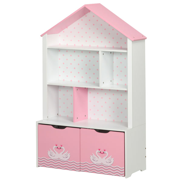 sconto Scaffale Portagiochi per Bambini 78,5x34x127,5 cm con Ripiani Aperti e Cassetti Rosa
