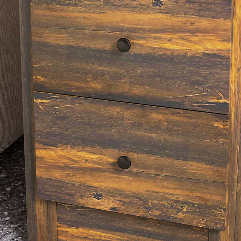 Comodino 3 Cassetti Stile Rustico 40x30x74 cm Marrone  