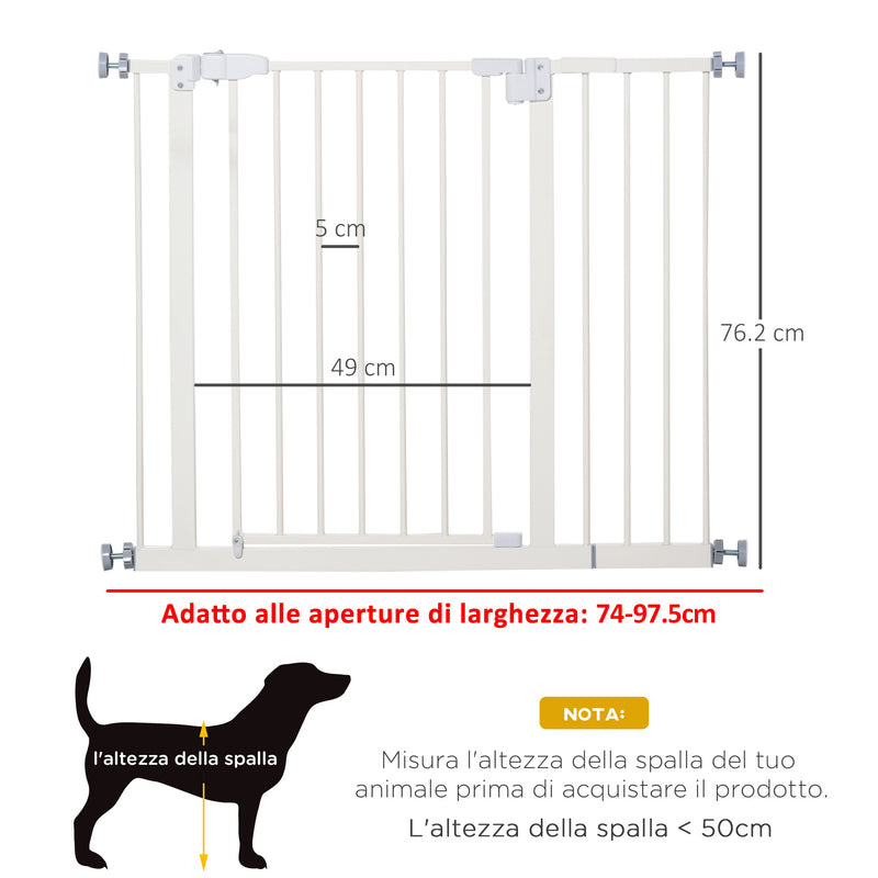 Cancelletto di Sicurezza per Cani Montaggio a Pressione Chiusura Automatica 76,2A cm Bianco 