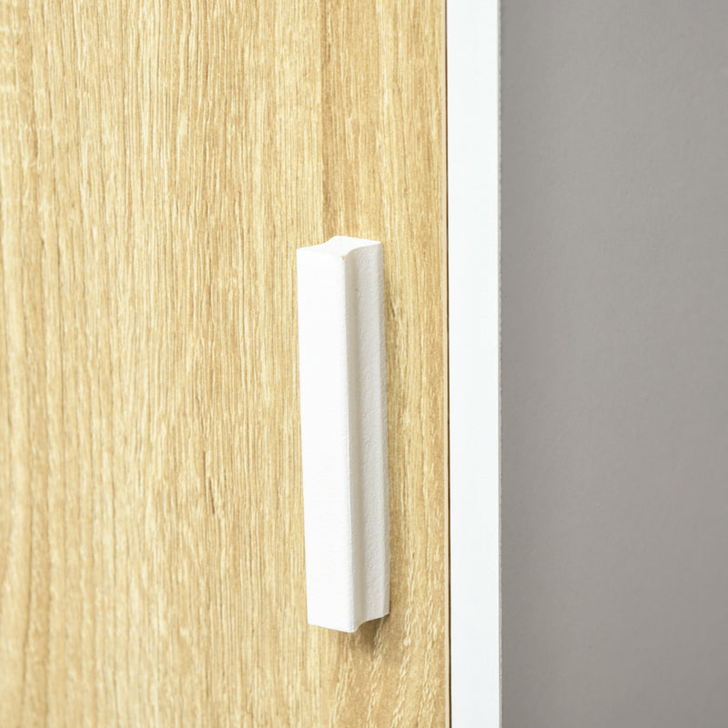 Colonna Bagno Salvaspazio 33,5x29x169 cm 3 Vani Aperti e Armadietto in Legno Bianco e Marrone Chiaro