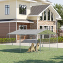 Gabbia Kennel per Cani da Esterno 400x400x232 cm in Metallo e Tetto in Tessuto Oxford Argento
