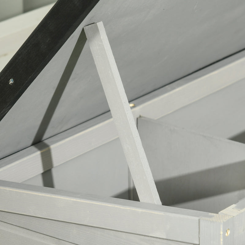 Conigliera Rialzata da Esterni con Tetto Apribile e Vassoio Estraibile 84x43x70 cm in Legno Grigio