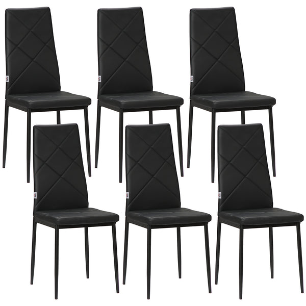 prezzo Set 6 Sedie da Pranzo Moderne Schienale Alto Cuciture a Diamante 41x50x97 cm Nero