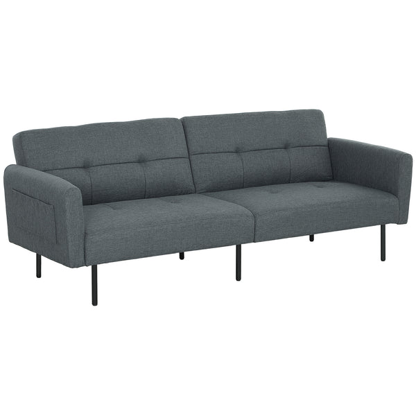 online Divano Letto Clic Clac 200x77x72 cm con Schienale Regolabile in Tessuto Effetto Lino Grigio