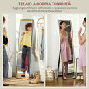 Specchio da Parete o da Terra Autoportante a Figura Intera 37x3x157 cm in Legno Nero e Oro 