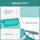 Set 2 Sedie da Campeggio Pieghevoli 62x65x80 cm Reclinabili su 6 Livelli Grigio a Azzurro  