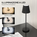 Lampada da Tavolo Portatile Ø11,2x36,5 cm in Acrilico e Metallo Nero