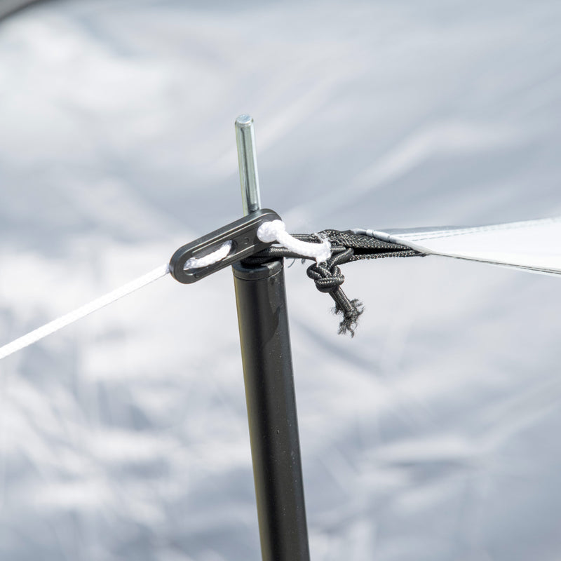 Tenda da Campeggio 4-6 Persone con 2 Camere Impermeabile con Baldacchino 590x245x193 cm  Grigio