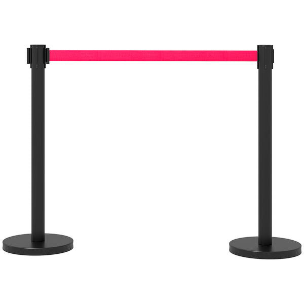 acquista 2 Colonnine Tendinastro di 2 m in Acciaio Inox Nero  Ø32x90 cm Nastro Rosso