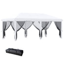 Gazebo da Giardino Pieghevole 585x295x270 cm con 6 Tende Zanzariere in Acciaio Bianco Crema