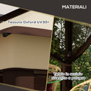 Gazebo Regolabile su 3 Livelli con Pareti Rimovibili 3x3m in Acciaio e tessuto Oxford Caffè e Beige