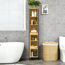 Mobile da Bagno a 3 Livelli con Torre per Asciugamani 30x28x168 cm in Truciolato e Acciaio Nero