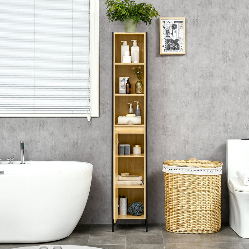 Mobile da Bagno a 3 Livelli con Torre per Asciugamani 30x28x168 cm in Truciolato e Acciaio Nero