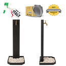 Fontana da Giardino Design a Colonna Ovale Rubinetto in Ottone e Base con Ciottoli Antracite