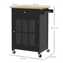 Carrello da Cucina con Cassetto Armadietto e Portasciugamani 67x48x86,5 cm in Legno Nero e Rovere  