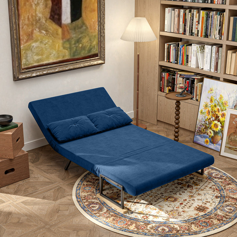 Divano Letto Schienale Regolabile 102x73x81 cm in Velluto Blu 