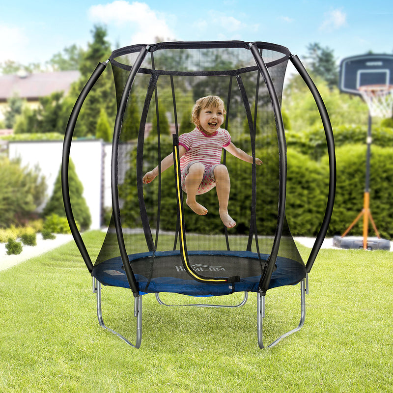 Trampolino Tappeto Elastico per Bambini Ø225x235 cm in Acciaio e PVC Nero e Blu