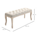 Panca Fondoletto Vintage Trapuntata a Bottoni 110x40x48 cm Tessuto Effetto Lino Beige 