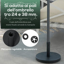 Base per Ombrellone Ø46,5 cm da 15kg per Pali da Ø3,8 e Ø4,8 cm in Plastica e Cemento Nero   