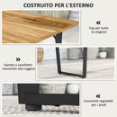 Tavolo da Giardino Rettangolare a 6 Posti 175x80x75 cm con Foro per Ombrellone in Legno e Acciaio   