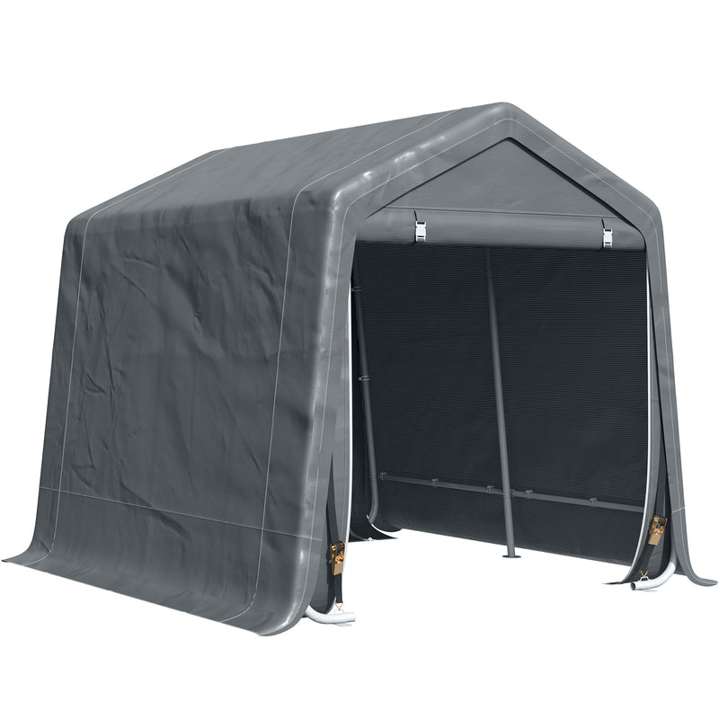 Tenda Garage 240x200x202 cm per Veicoli e Biciclette in Metallo e Tessuto PE Grigio Scuro  