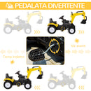 Trattore Ruspa a Pedali per Bambini 107x42x71 cm 6 Ruote in Acciaio e Plastica Giallo