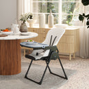 Seggiolone Pappa Pieghevole per Bambini 70x53x107 cm Altezza Regolabile e Schienale Inclinabile Nero e Bianco