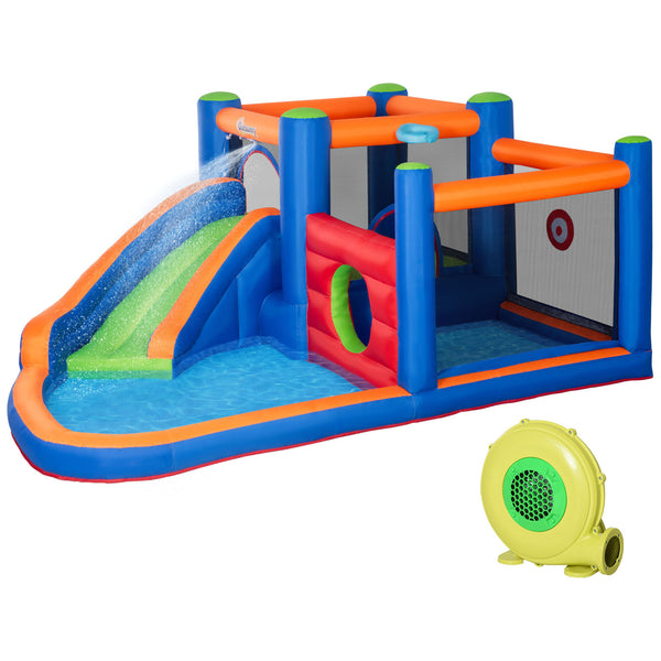Castello Giostra Gonfiabile 380x340x170 cm con Scivolo Piscina e Pompa Multicolor online
