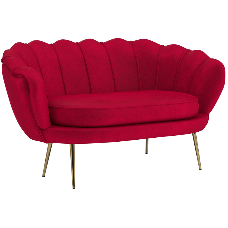 Divano 2 Posti 130x77x77 cm in Velluto Rosso Scuro  