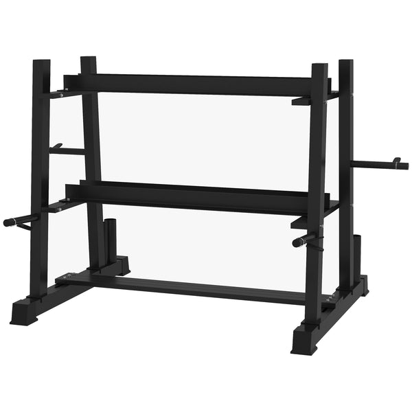 online Rastrelliera per Manubri 5 Livelli 131x75x80 cm con 4 Aste Regolabili per Pesi e Kettlebell in Acciaio Nero