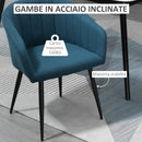 Set 2 Sedie Imbottite in Tessuto Effetto Lino Blu   