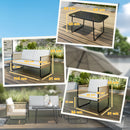 Set 4 Pezzi da Esterno Divanetto 2 Poltrone e Tavolino Basso con Piano in Vetro in Rattan Bianco Crema   