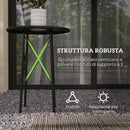 Tavolino da Giardino con Intagli a Fiori e Foglie Ø40x50 cm in Acciaio Nero 