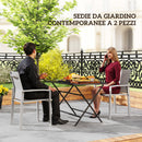 Set 2 Sedie da Giardino Impilabili 56x58x89 cm in Acciaio e Textilene Grigio Chiaro  