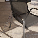 Set 4 Sedie da Giardino 54x71x93 cm Impilabili in Acciaio e Tessuto a Rete Traspirante Nero   