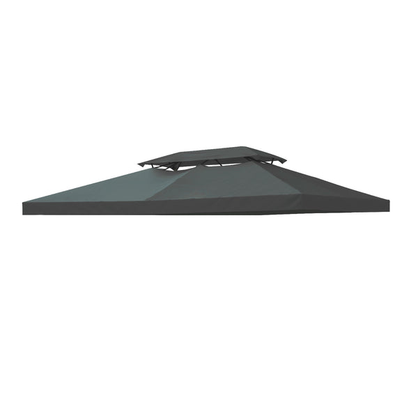 online Copertura per Gazebo a 2 Livelli con Cinghie e 10 Fori di Drenaggio 4x3m in Poliestere Grigio Antracite
