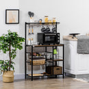 Mobile Cucina con 5 Ganci 3 Ripiani 4 Cestelli 83,5x39x133 cm in MDF e Acciaio Marrone