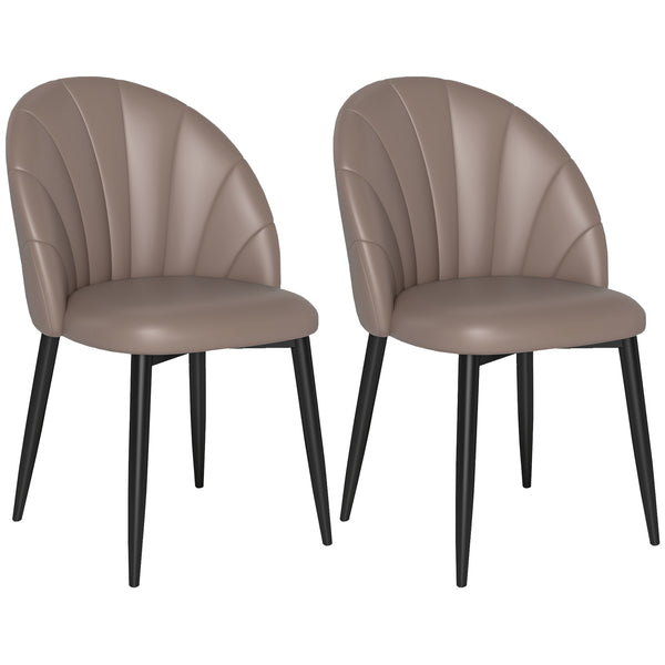 Set 2 Sedie da Pranzo Schienale a Conchiglia in Pelle PU Marrone sconto
