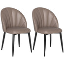 Set 2 Sedie da Pranzo Schienale a Conchiglia in Pelle PU Marrone   