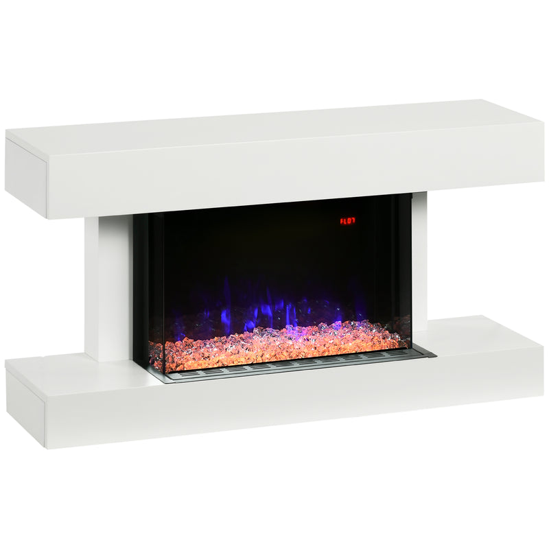 Camino Elettrico da Parete 98x27x54,5 cm Effetto Fiamma 2000W Bianco