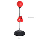 Punching Ball da Terra Altezza Regolabile Base Riempibile Ø43x126-144 cm Guantoni Inclusi Rosso 