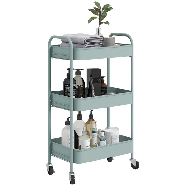 Carrello da Cucina a 3 Livelli 45x30,6x79 cm in Acciaio Azzurro acquista