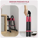 Scala Telescopica Pieghevole 12 Gradini 379x67,5x11 cm in Alluminio e Nylon Nero e Rosso