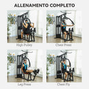Stazione Fitness Multifunzione con 45 kg di Pesi 160x108x200 cm Nero  