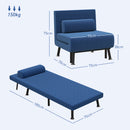 Poltrona Letto Reclinabile in 5 Posizioni 75x70x75 cm in Tessuto Effetto Lino e Acciaio Blu Scuro  
