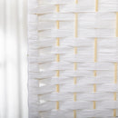 Paravento a 4 Ante Pieghevole 160x170 cm Autoportante e Intrecciato per Interni Bianco 