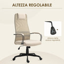 Sedia da Ufficio Ergonomica Girevole con Reclinazione Altezza Regolabile 58x61x115-125 cm Beige  