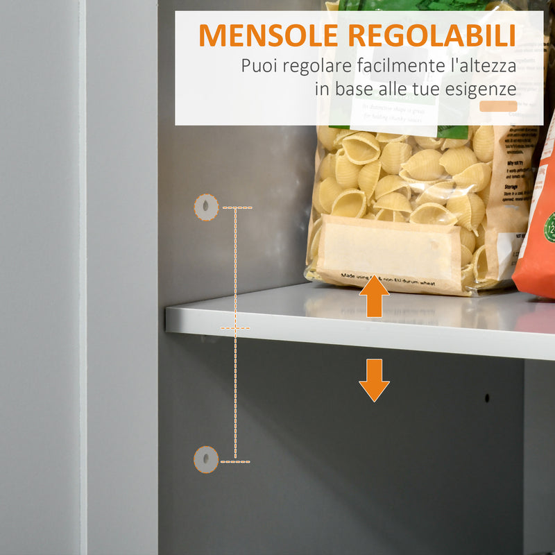 Carrello Isola da Cucina 2 Cassetti e Armadietto Piano in Legno 104x46x91 cm Grigio  